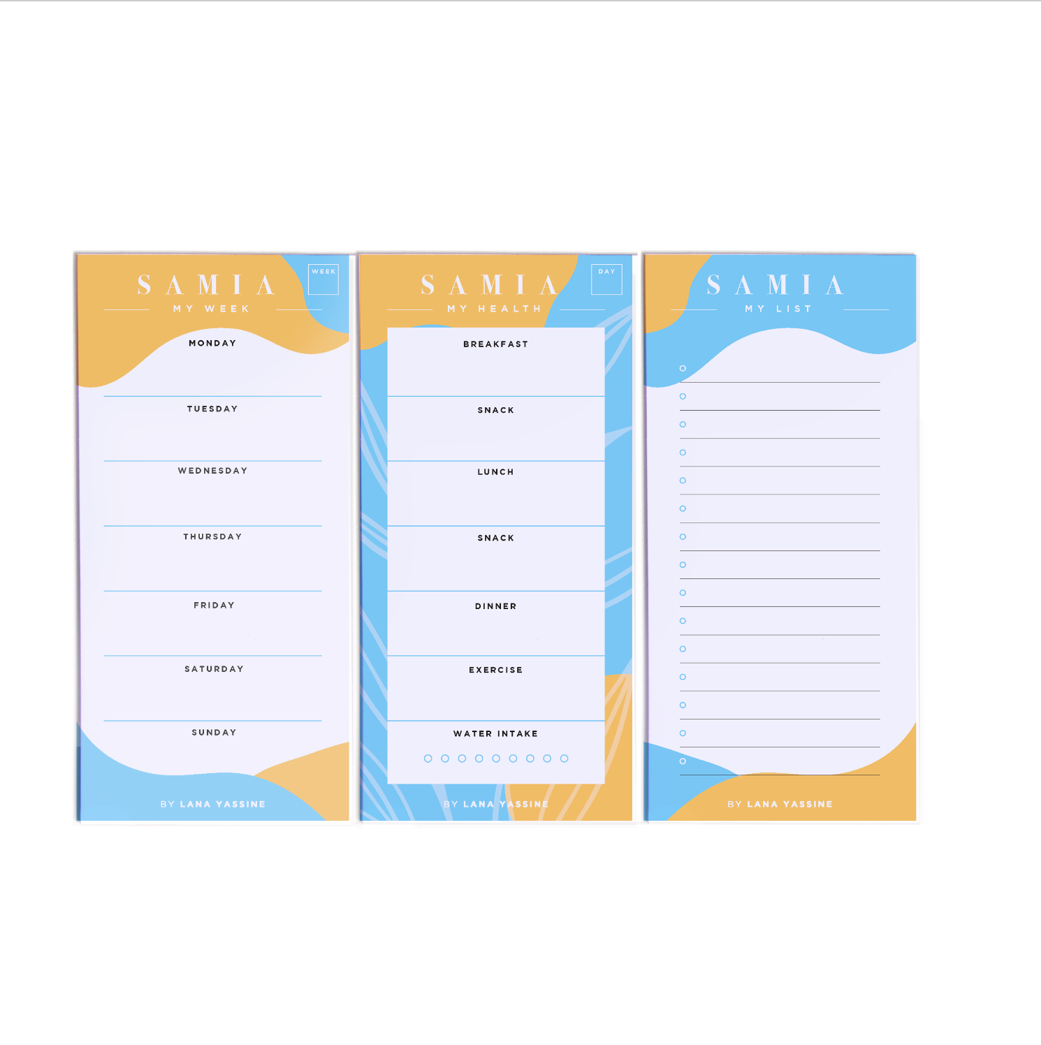 Personalized Blue Planner &amp; Note Pad - By Lana Yassine