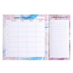 Blue & Purple Marble Meal Desk Planner