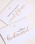 Maid of Honor & Bridesmaid Gold Greeting Cards