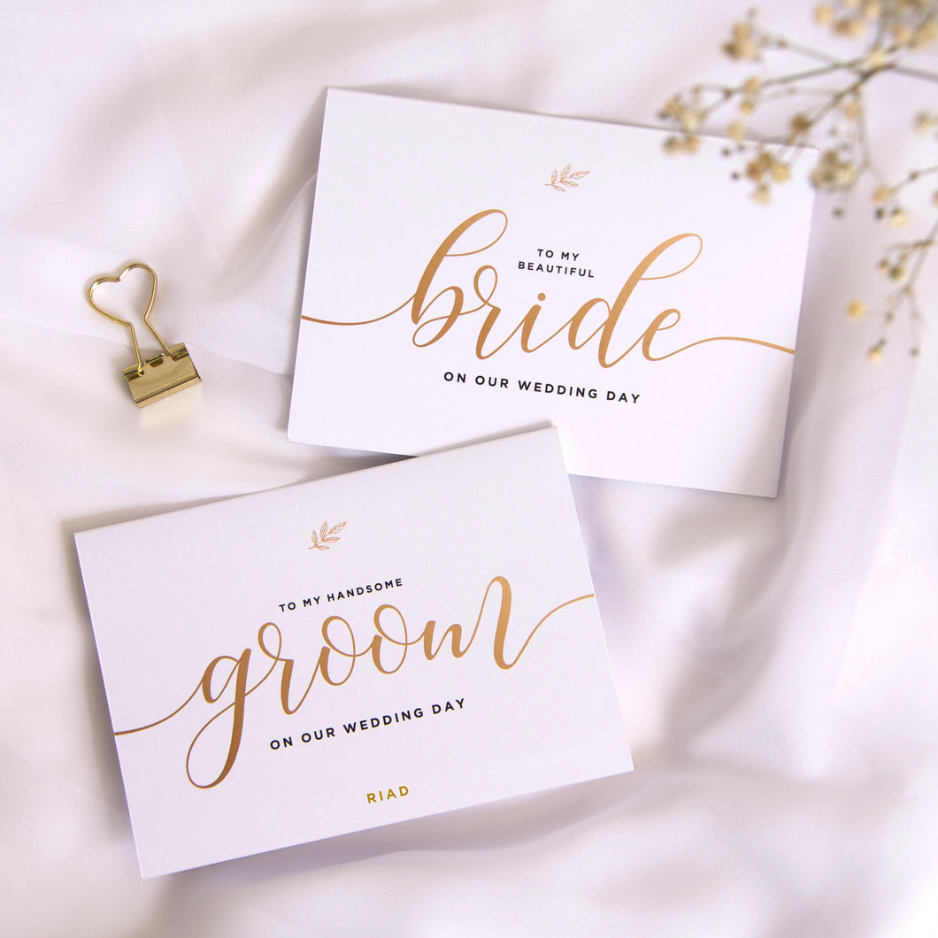 Bride & Groom Gold Greeting Cards