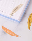 Feather-Shaped Gold Bookmark