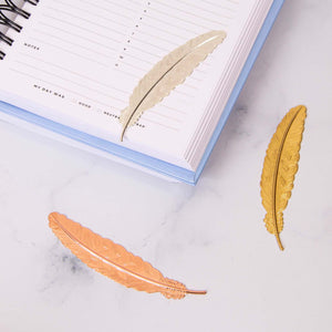 Feather-Shaped Gold Bookmark