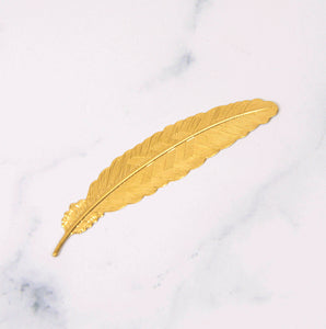 Feather-Shaped Gold Bookmark