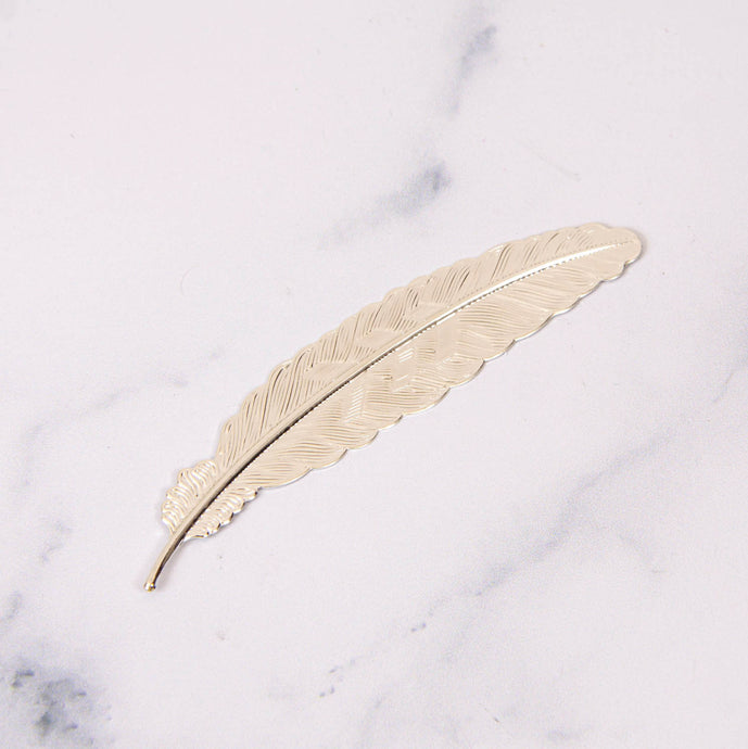 Feather-Shaped Silver Bookmark
