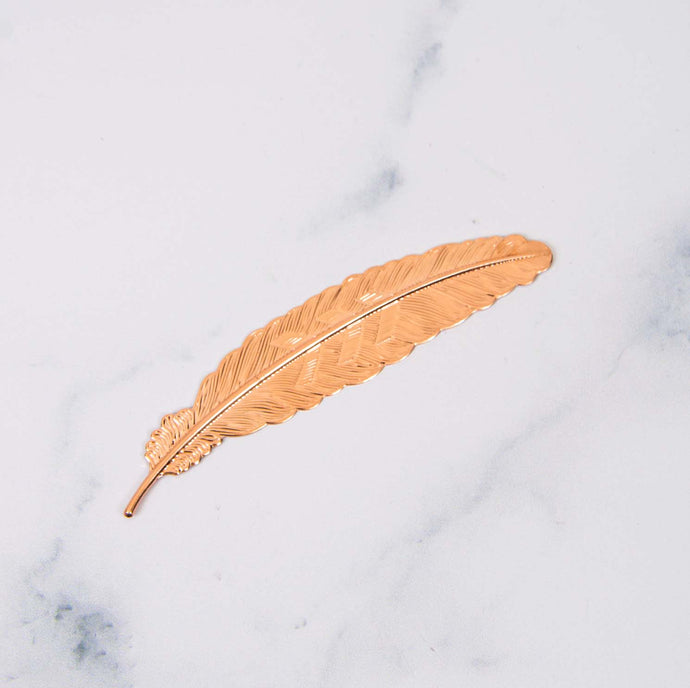 Feather-Shaped Rose Gold Bookmark
