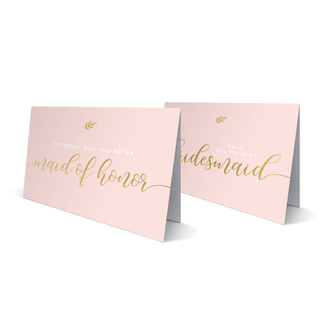 Maid of Honor & Bridesmaid Pink Greeting Cards