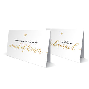Maid of Honor & Bridesmaid Gold Greeting Cards