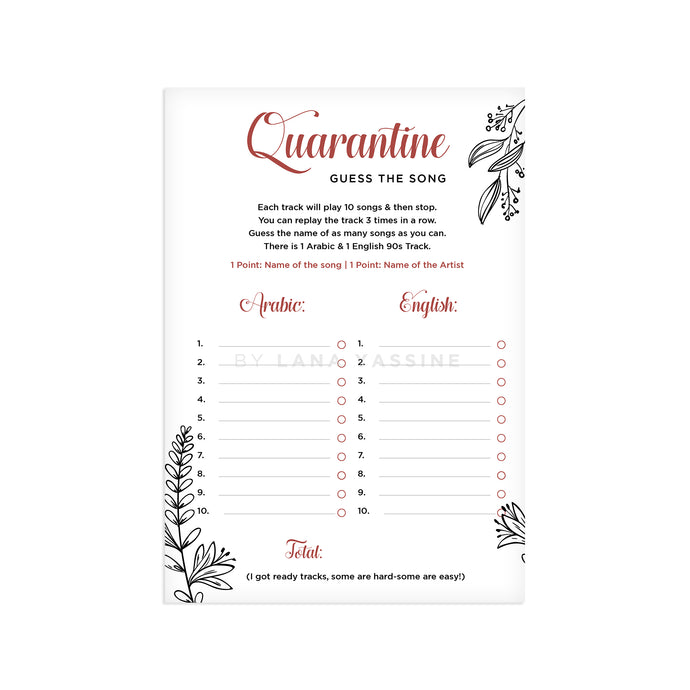 Day 4 - Guess The Song | Quarantine Free Printable - By Lana Yassine