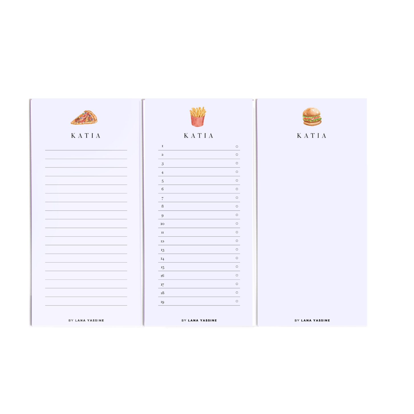 Personalized Junk Food Note Pad - By Lana Yassine