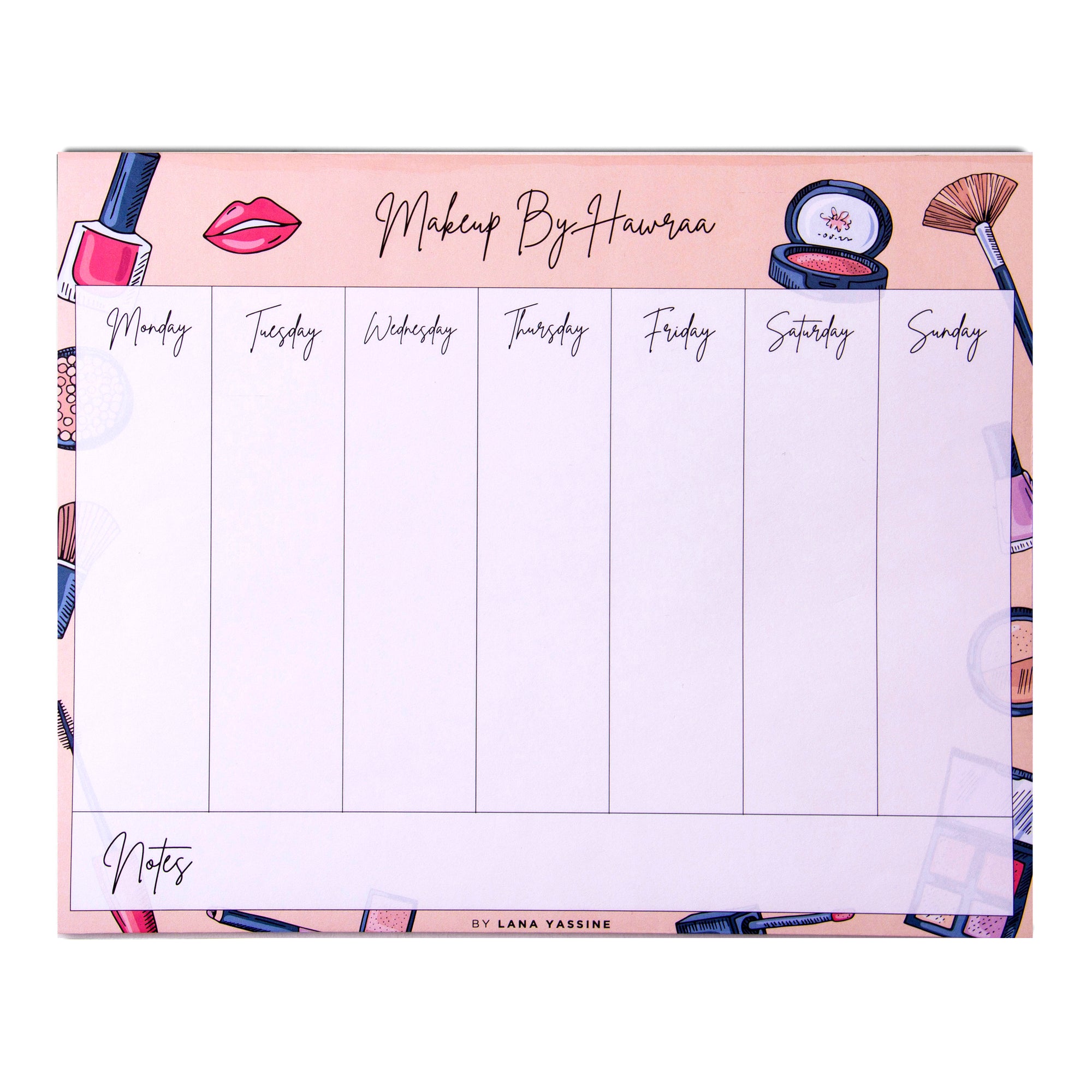 Makeup Weekly Desk Planner - By Lana Yassine