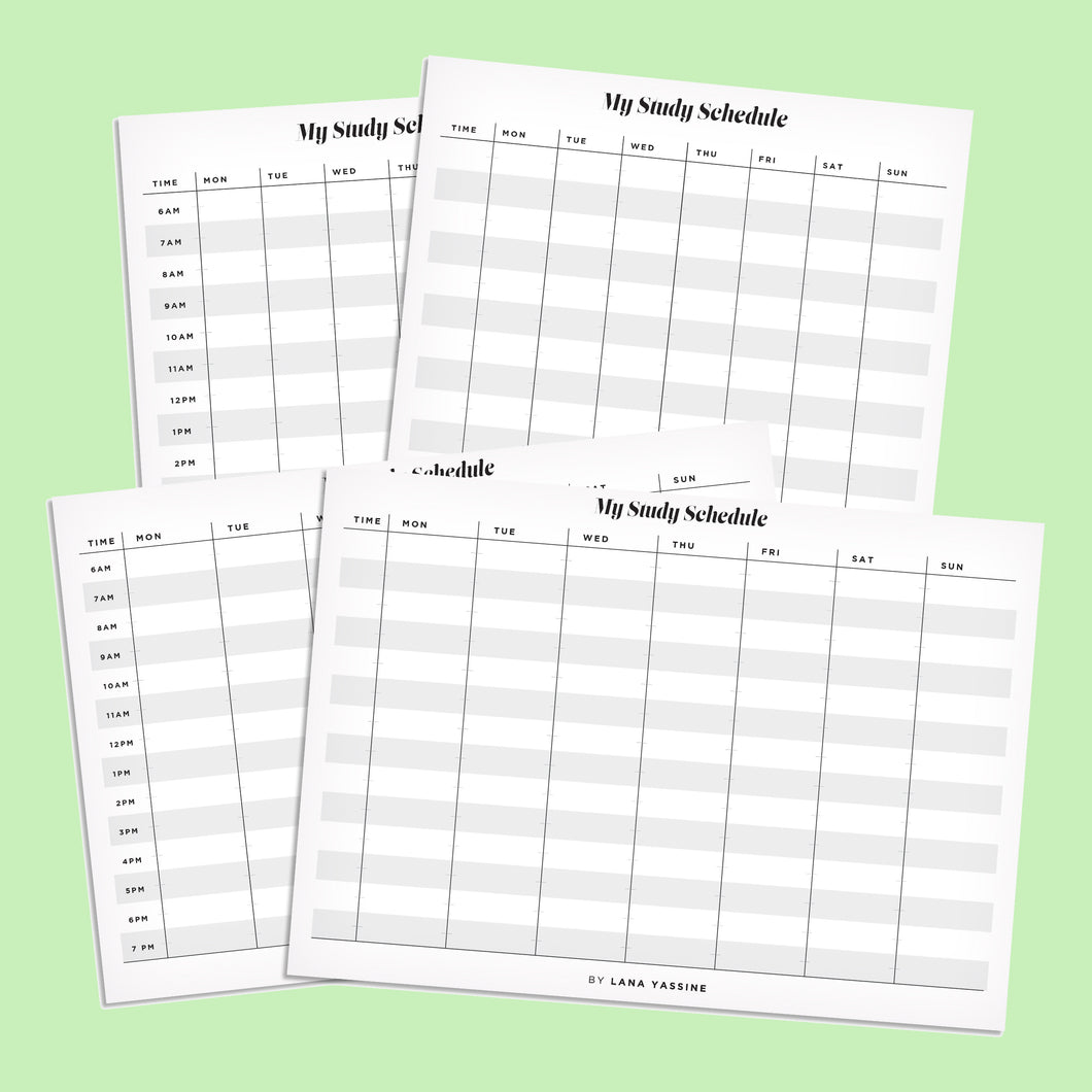 My Study Schedule Student Free Printable