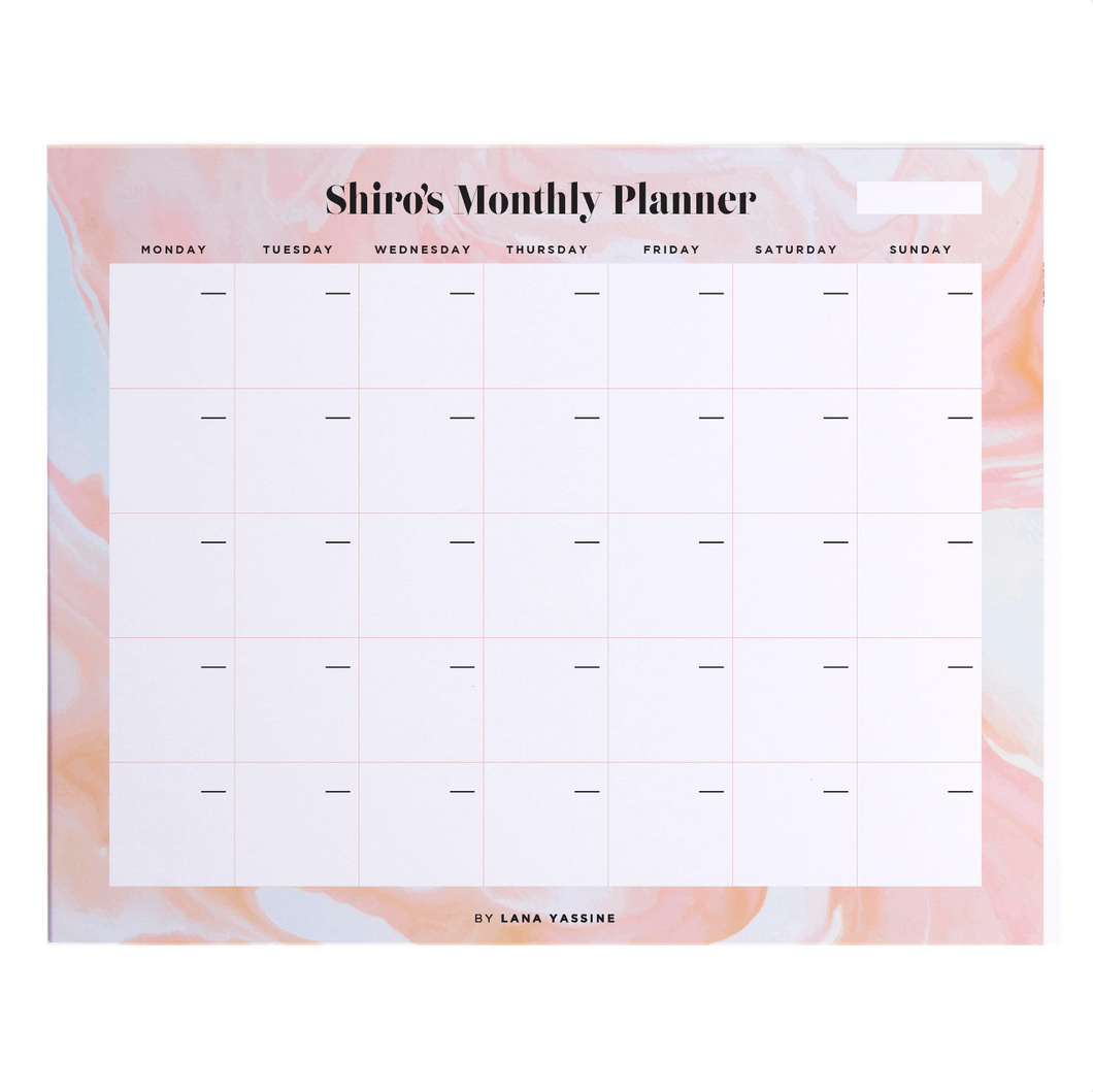 Orange Marble Monthly Desk Planner