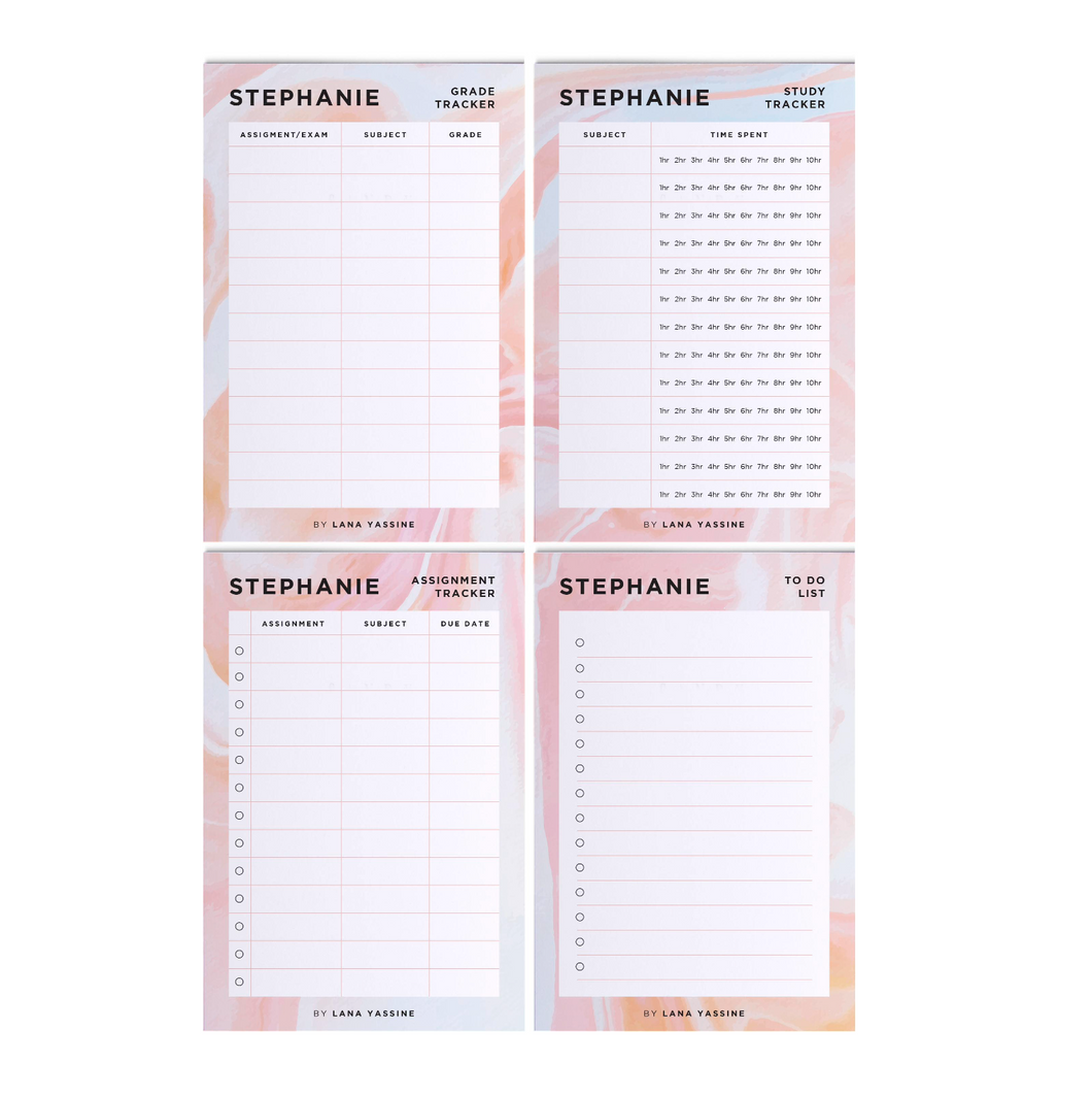 Orange Marble Student Study Desk Planner