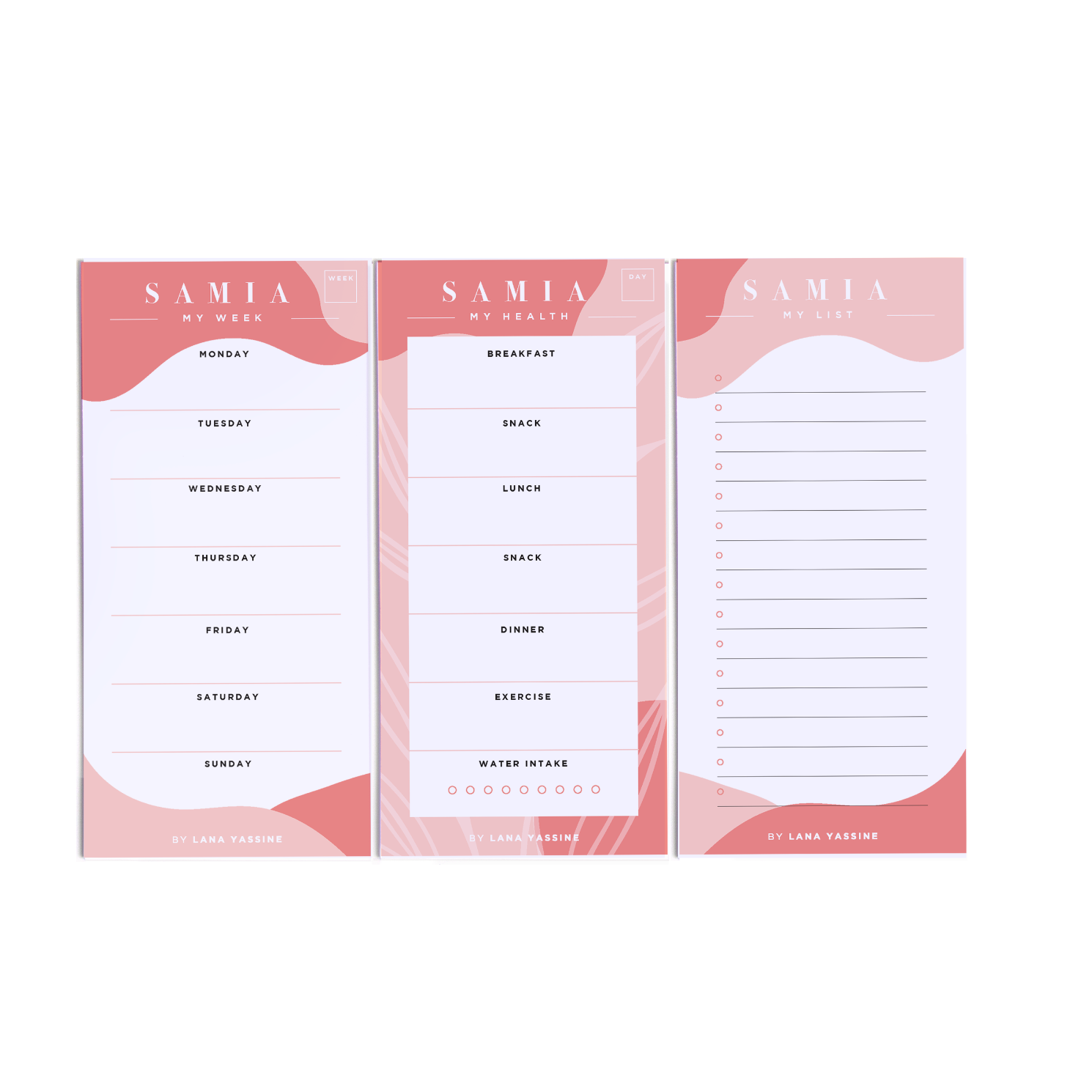 Personalized Pink Planner &amp; Note Pad - By Lana Yassine