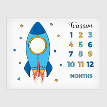 Load image into Gallery viewer, Baby Space Ship Milestone Blanket - By Lana Yassine
