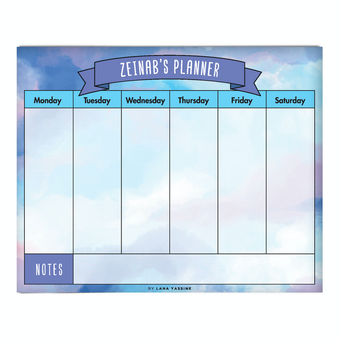 Purple Sky Weekly Desk Planner - By Lana Yassine