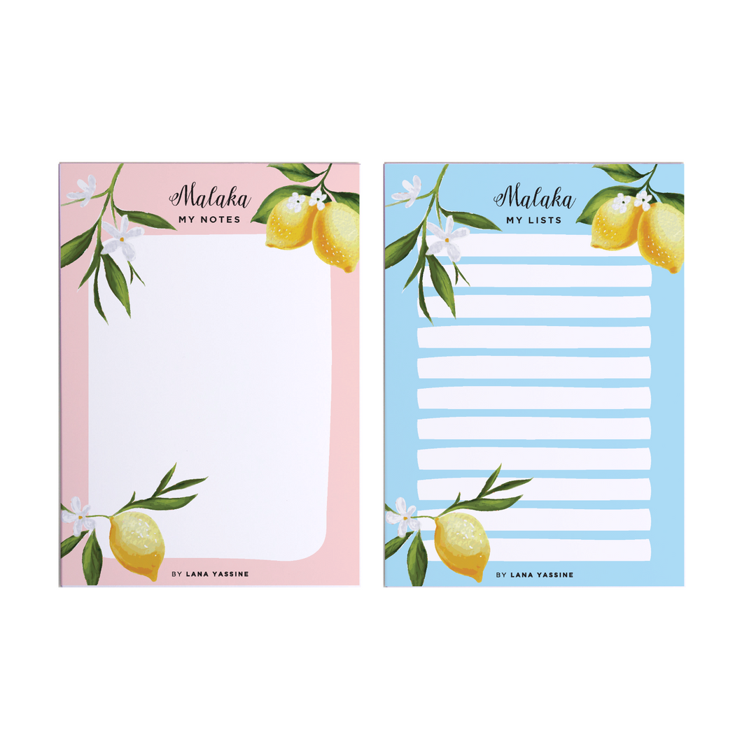 Personalized Lemon Note Pad - By Lana Yassine