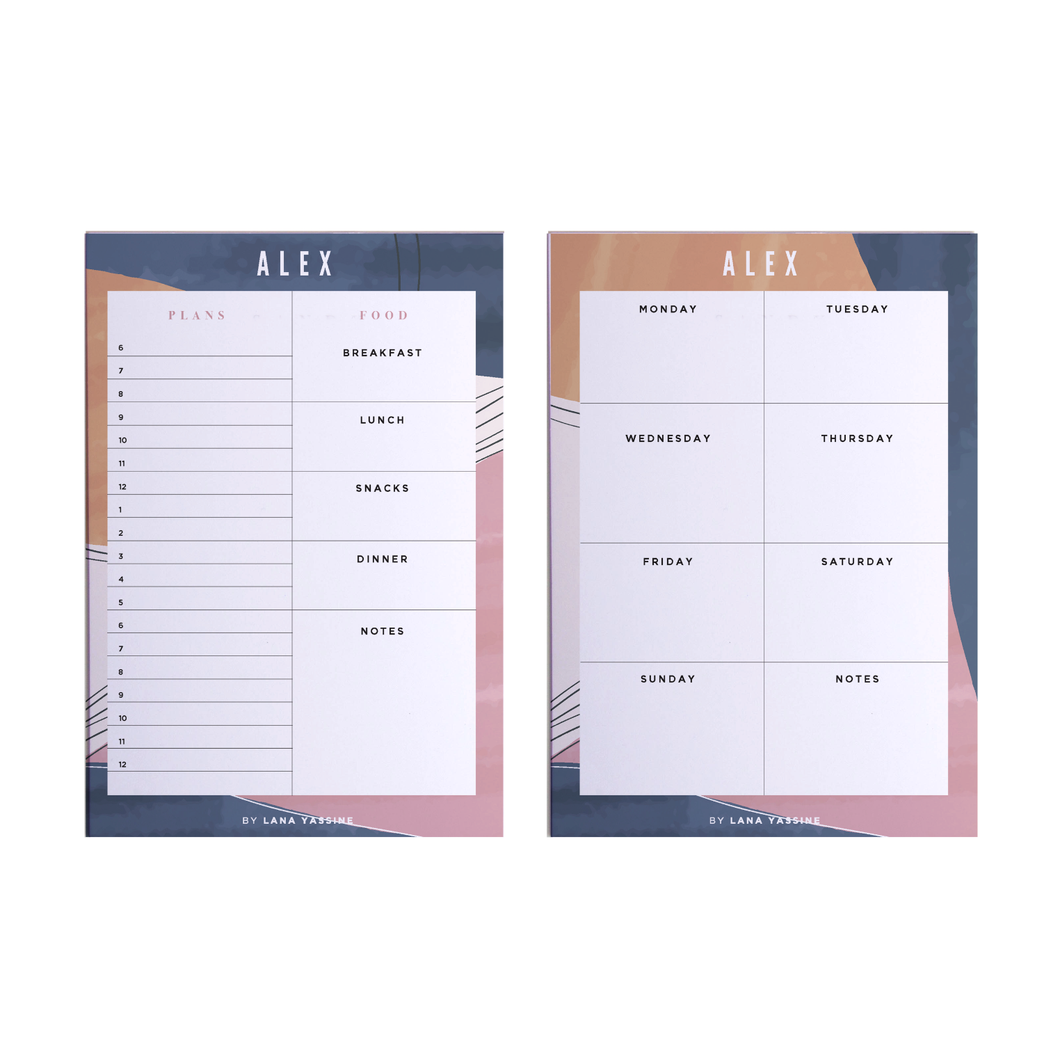 Personalized Abstract Daily & Weekly Note Pad Planner - By Lana Yassine