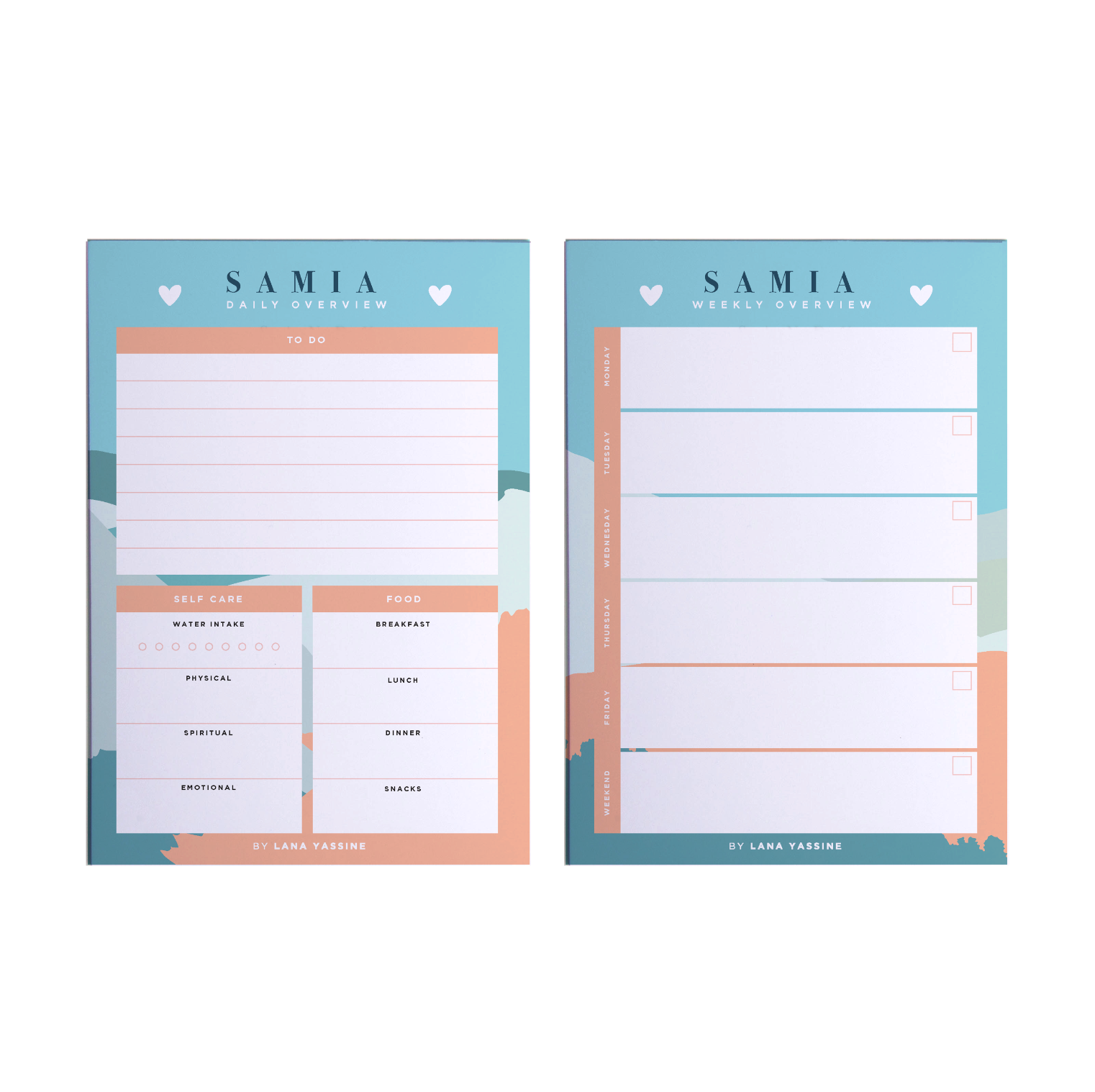 Personalized Pastel Daily &amp; Weekly Note Pad Planner - By Lana Yassine