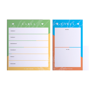 Personalized MultiColor Weekly Planner & Note Pad - By Lana Yassine