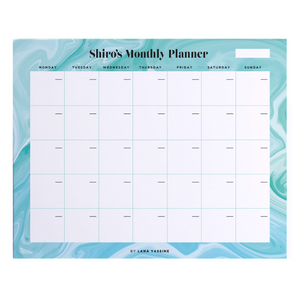 Turquoise Marble Monthly Desk Planner