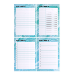Turquoise Marble Student Study Desk Planner