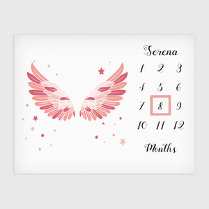 Pink Baby Wings Milestone Blanket - By Lana Yassine