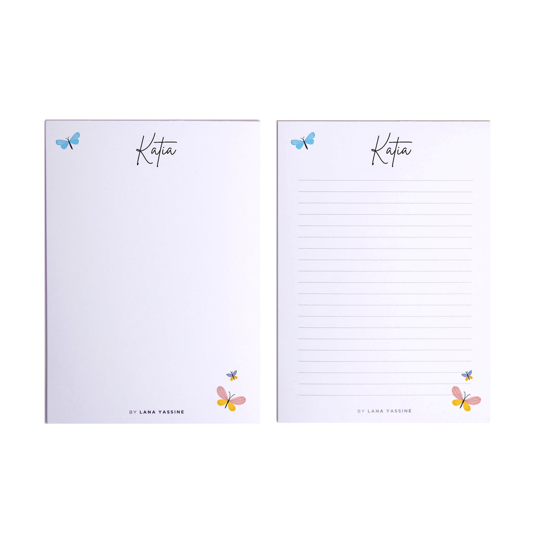 Personalized Butterfly Note Pad - By Lana Yassine